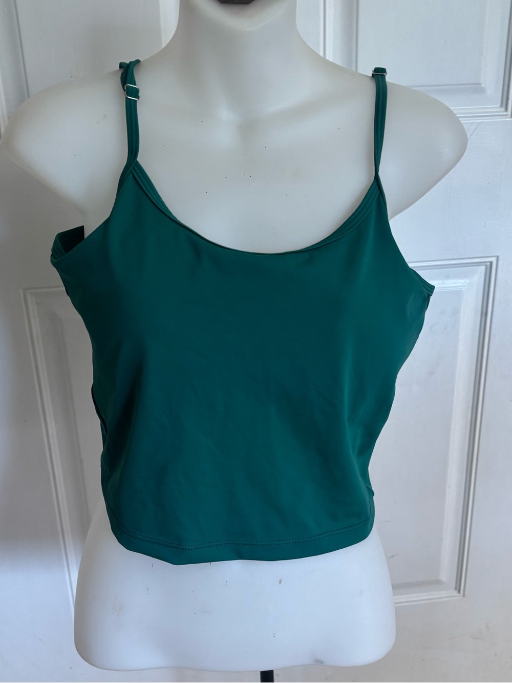 Large Kortni Jeane solid Green original latter-back adjustable strap swim top.